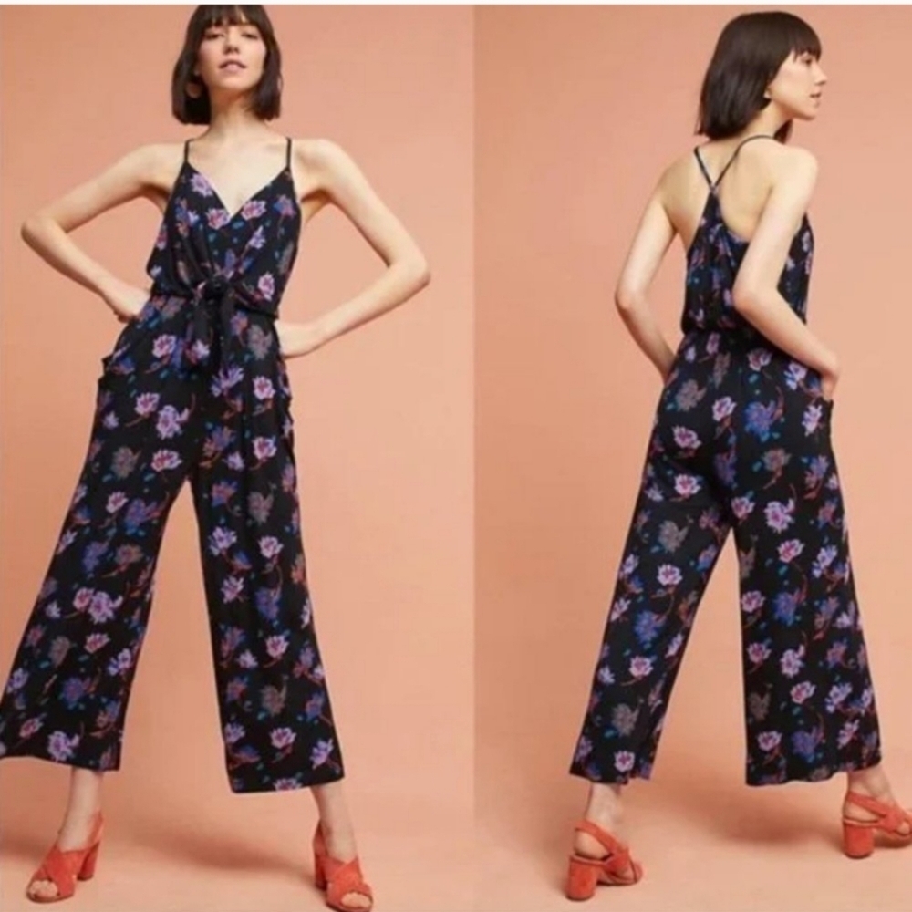 Anthropologie Moulinette Soeurs Floral Willa Tie Romper Jumpsuit Jersey Knit XS